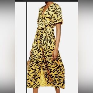 Topshop Animal Print Maxi Dress 6 NWT